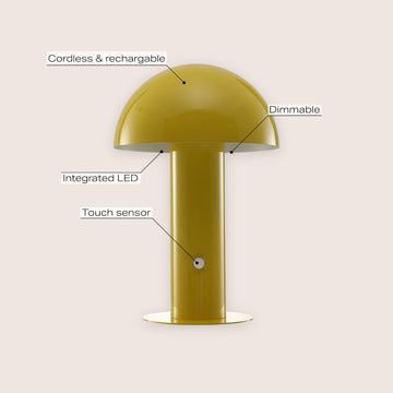 Boletus 10.75" Contemporary Bohemian Rechargeable/Cordless Iron Integrated LED Mushroom Table Lamp